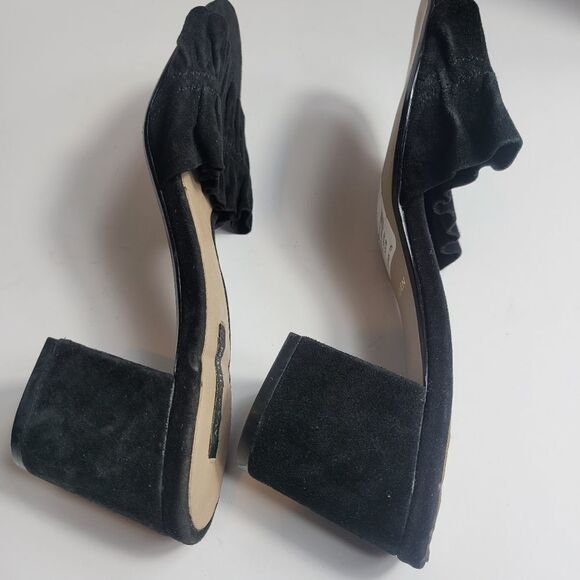 Ava & Aiden Black Suede Ruffle Slides - Picture 4 of 5